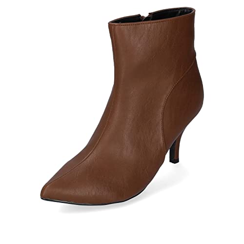 Andrés Machado - Mittelhohe Stiefeletten aus Kunstleder - AM4223 - schlankenen Spitze und Stilettoabsatz - Braun, Größe EU 43 von Andrés Machado