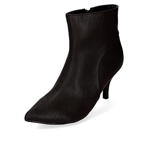 Andrés Machado - Mittelhohe Stiefeletten aus Kunstleder - AM4223 - schlankenen Spitze und Stilettoabsatz - Schwarz, Größe EU 43 von Andrés Machado