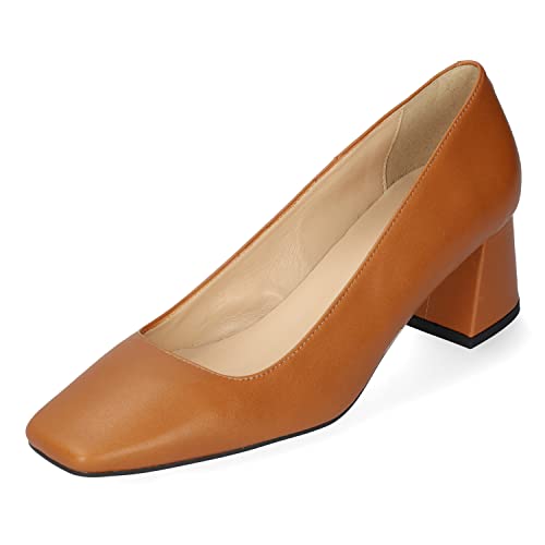 Andrés Machado - Pumps aus Leder mit höhe Absatz für Damen - Arlene - Blockabsatz und Karreespitze - Braun, Größe EU 45 von Andrés Machado