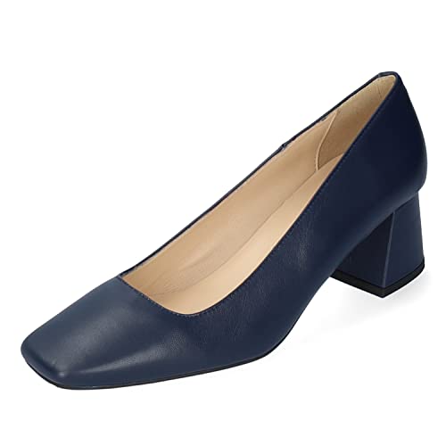 Andrés Machado - Pumps aus Leder mit höhe Absatz für Damen - Arlene - Blockabsatz und Karreespitze - Marineblau, Größe EU 45 von Andrés Machado