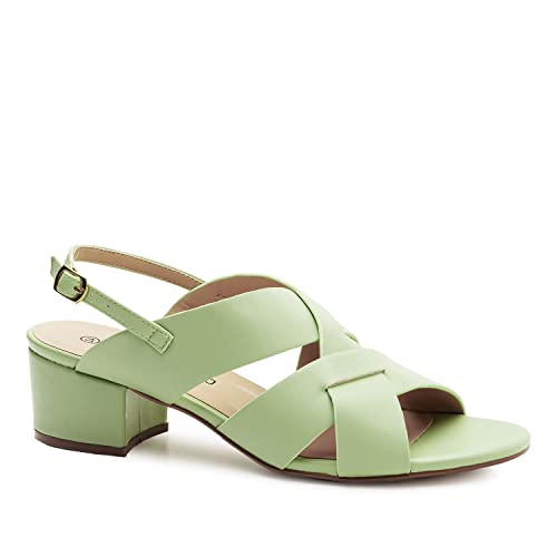 Andrés Machado – Sandalen mit flachem Absatz für Damen und junge Frauen – AM5568 – SS22 – Damenschuhe Sandaletten für den Sommer aus Lederimitat - Grün, EU 33 von Andrés Machado