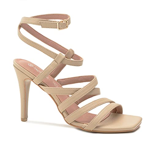 Andrés Machado –Sandalen mit hohem Absatz für Damen und junge Frauen – AM5553 – SS22 – Damenschuhe Sandaletten für den Sommer aus Lederimitat - Beige EU 43 von Andrés Machado