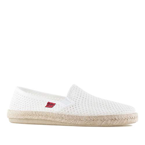 Andrés Machado - Slipper für Damen und Herren – AM500 – Mokassins für den Sommer – Unisex Hausschuhe – Espadrilles aus Leinen mit Rutschfester Gummisohle und Jute – Netz Weiß, EU 42 von Andrés Machado