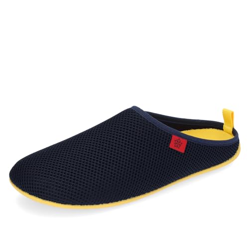 Andrés Machado - Hausschuhe für Damen – Frühling Sommer – Dynamic – Unisex Slipper - atmungsaktive Netzstruktur – rutschfeste Gummisohle herausnehmbares Fußbett - Navy Gelb EU 38 von Andrés Machado