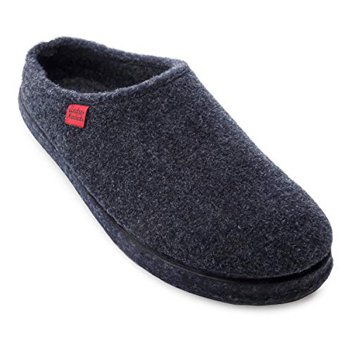 Andres Machado Unisex Hausschuhe für Damen und Herren für Sommer und Winter - Slipper/Pantoffeln - AM001 - Oberteil aus Filz - mit Rutschfester Gummisohle, Dunkelblau, 42 EU von Andrés Machado