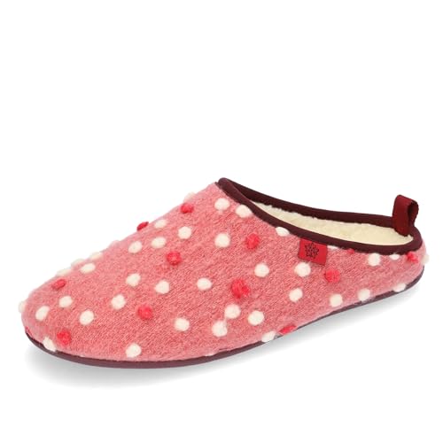 Andrés Machado - Hausschuhe für Herren - Winter - Dynamic – Unisex Slipper – Wolle und Filz – rutschfeste Gummisohle und herausnehmbares Fußbett - Pink gepunktet EU 44 von Andrés Machado