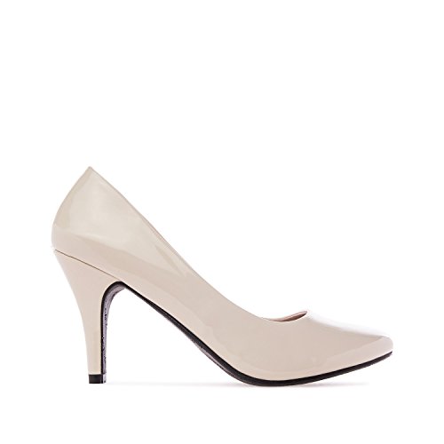 Andrés Machado - Elegante Damen Lackleder Pumps mit 9,5 cm Absatz - AM422 - Damen Sommer High Heels - Kleines Modell - Beige Lackleder Größe EU 44 von Andrés Machado