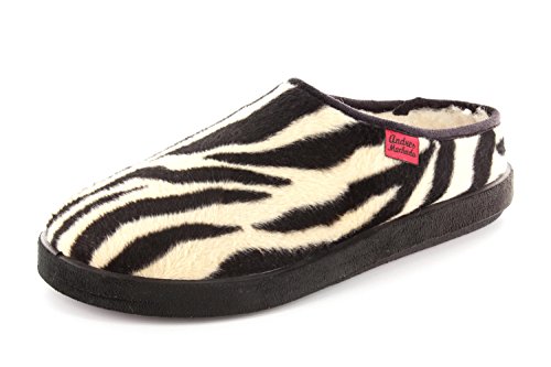 Andrés Machado - Hausschuhe für Damen für Frühling – Unisex Puschen für drinnen und draußen - AM001 – Pantoffeln aus Filz mit Rutschfester Gummisohle – Zebra, EU 38 von Andrés Machado