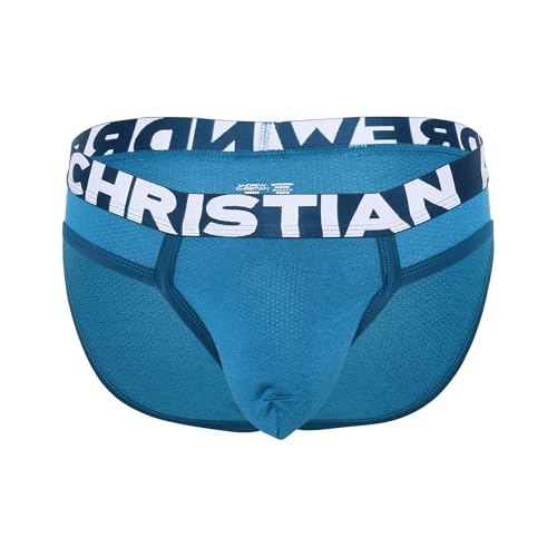 Andrew Christian® Schnell trocknender Netz-Slip mit Fast Naked®, Blaugrün/Ein Hauch von Paradies (Trace of Paradise), Medium von Andrew Christian