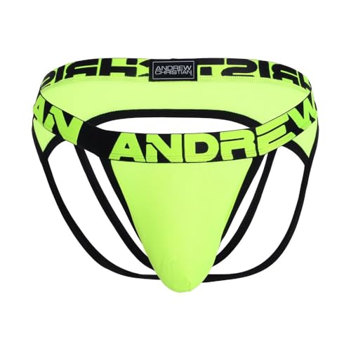 Andrew Christian - Männer Jockstrap Unterwäsche - Almost Naked® Moisture Control Fun Jock Neon Yellow - 1x Größe M von Andrew Christian