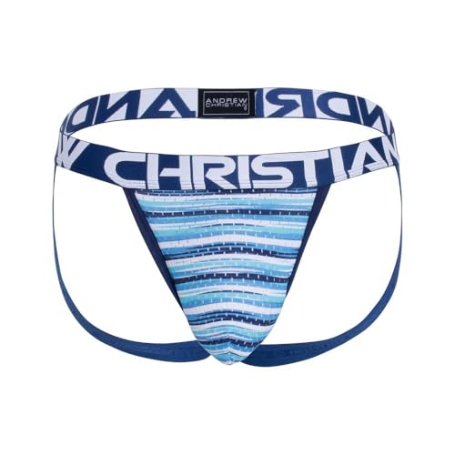Andrew Christian - Männer Jockstrap Unterwäsche - Surf Stripe Mesh Jock w/Almost Naked® Surf Stripes - 1x Größe L von Andrew Christian