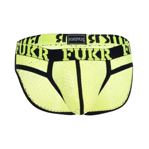 Andrew Christian - Männer Unterwäsche - Herren Slip - FUKR NEON MESH Brief - Gelb - 1 x Größe L von Andrew Christian