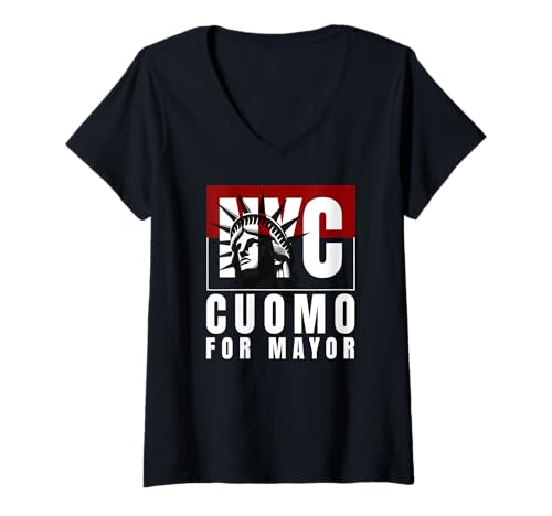 Damen Andrew Cuomo für den Bürgermeister von New York, Lustiges The City-Poster T-Shirt mit V-Ausschnitt Damen Andrew Cuomo für den Bürgermeister von New York, Lustiges The City-Poster T-Shirt mit V-Ausschnitt von Andrew Cuomo for Mayor Election 2025 Tees Gifts