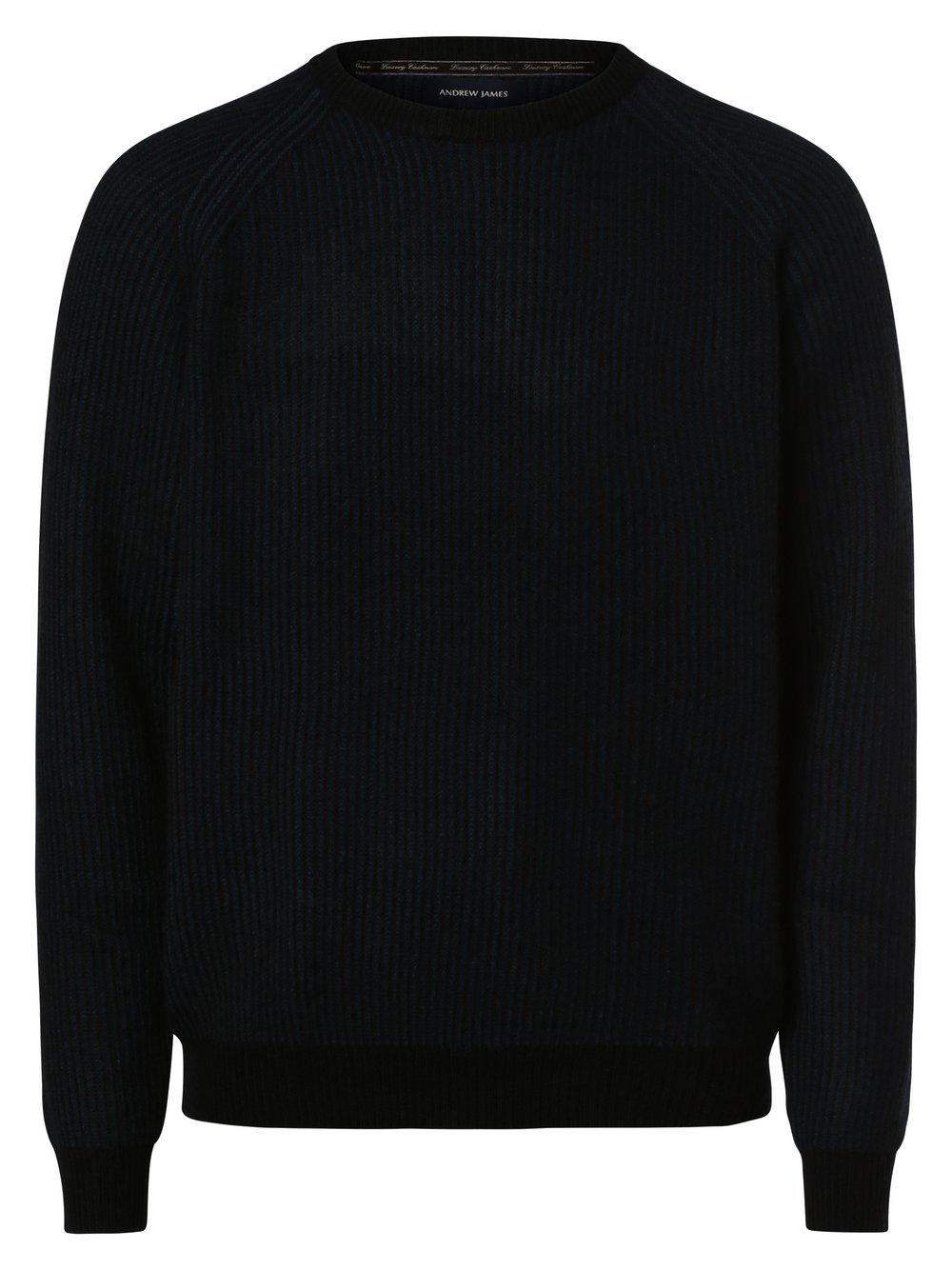 Andrew James Pure Cashmere Pullover Herren Rundhals gestreift, oliv von Andrew James