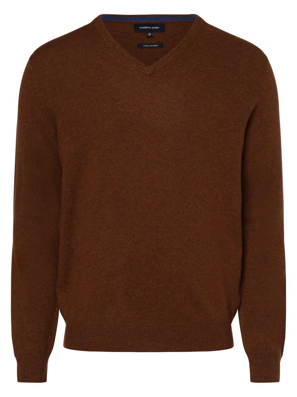 Andrew James Pure Cashmere Pullover Herren V-Ausschnitt, braun von Andrew James