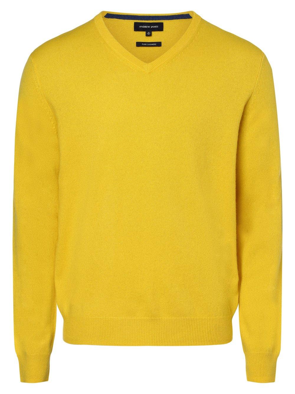 Andrew James Pure Cashmere Pullover Herren V-Ausschnitt, gelb von Andrew James