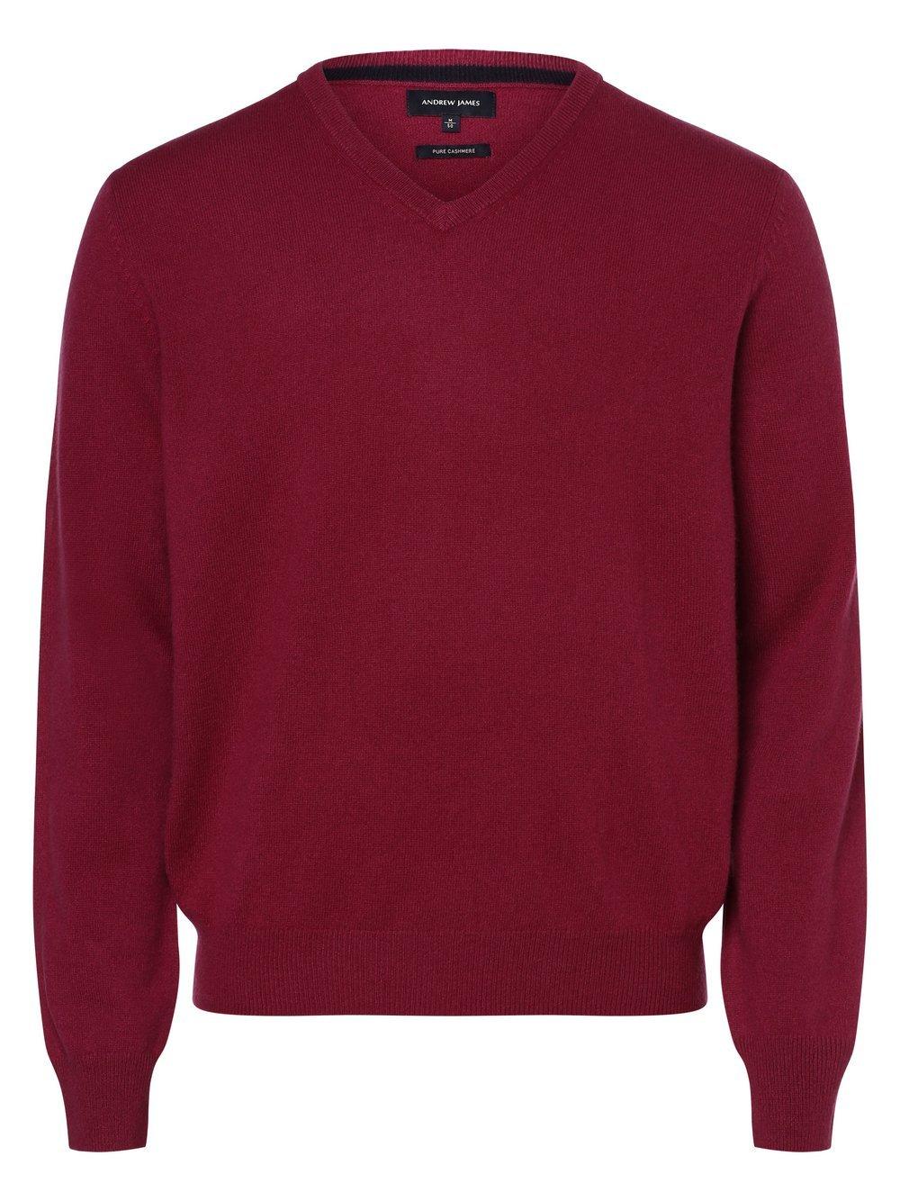 Andrew James Pure Cashmere Pullover Herren V-Ausschnitt, himbeer von Andrew James