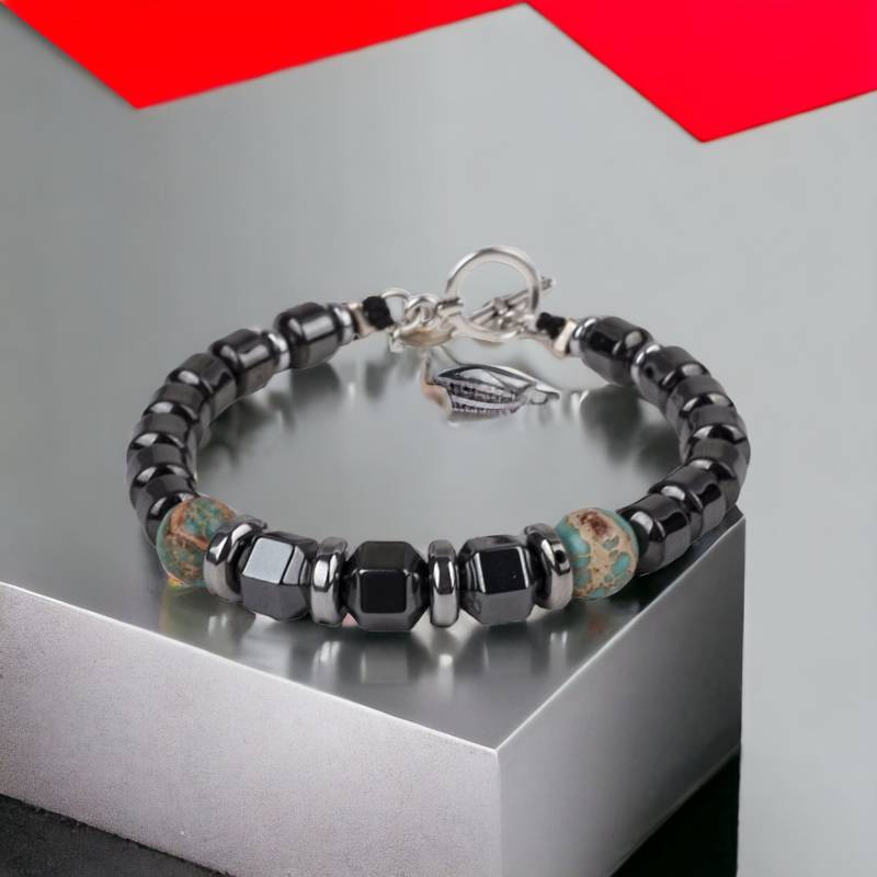 Jaspis & Hämatit Armband Für Männer Handgemacht, Männerschmuck, Männergeschenk von AndriyByMF