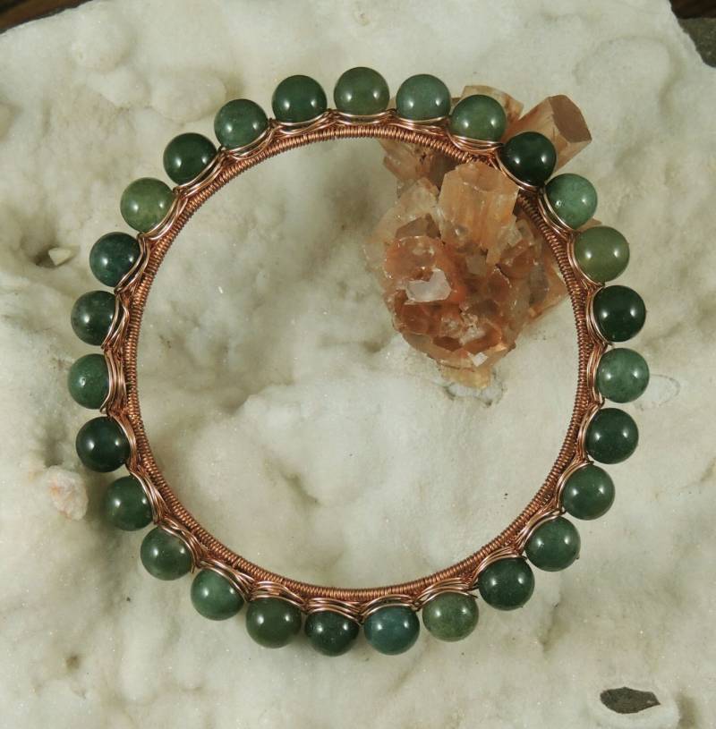 Moos-Achat Kupferdraht Umwickelt Armreif von AndromedaDesigns