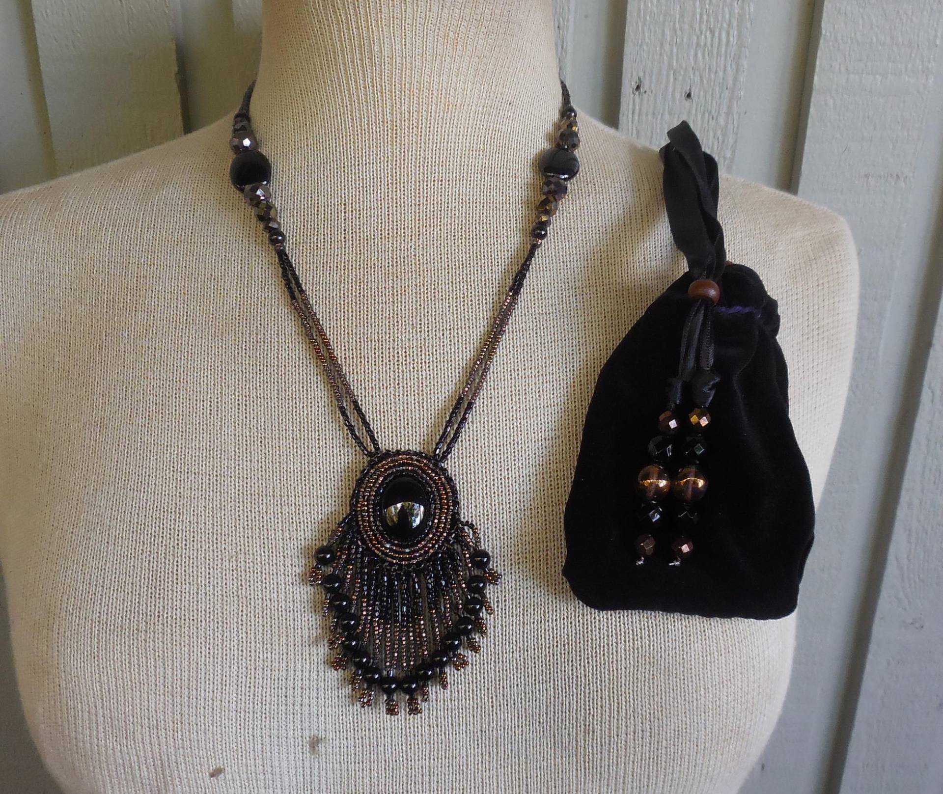 Perlen Verstellbare Onyx Halskette W/Schwarz Jaspis Quasten Halbedelstein Edelstein in Braun Bronze Native Inspiriert Perlen Verstellbare Onyx Halskette W/Schwarz Jaspis Quasten Halbedelstein Edelstein in Braun Bronze Native Inspiriert von AndromedaEnterprises
