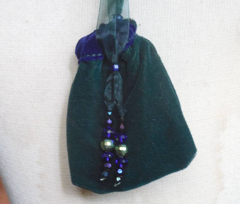 Wendbare Kobalt Blau Samt Waldgrün Beutel Große Größe 15 X 9, 5 cm. | 6 "X 3 3/4" Handgelenk Geldbörse Medizintasche Crystal Case von AndromedaEnterprises