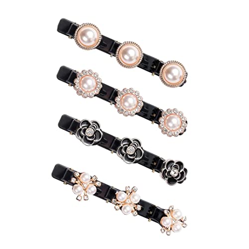 4 Stück Kolibri Haarspange Mode Doppelschicht Haarspange Kolibri Haarspange Glitzer Kristallblume Damen Haarspangen mit 3 Clips Mädchen Kinder Klein Haarklammer von Androxeda