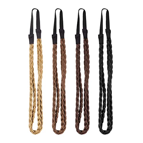 Androxeda 4pcs elastische geflochtene Stirnbänder doppelt geflochtene verdrehte Haarbänder geflochtene Kopfwickel für Frauenmädchen von Androxeda