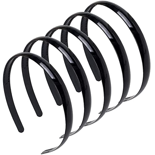Androxeda 5 Stücke Haarreifen Kunststoff Stirnbänder Mit Zähnen DIY Haarbänder 10 mm Breit von Androxeda