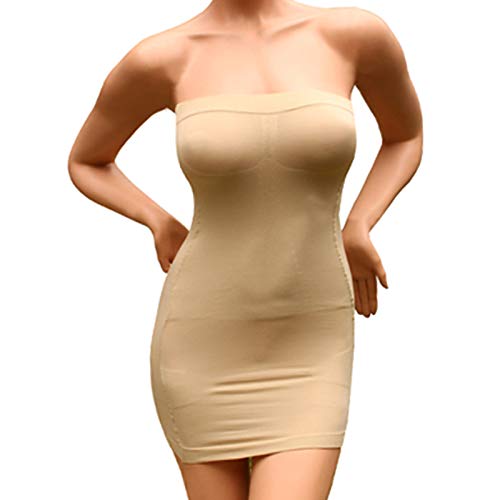 Andux Damen Figurformende miederkleid trägerlos Ausdehnungs minikleid Schlankheits SS-W03 Beige (XXL) MEHRWEG von Andux