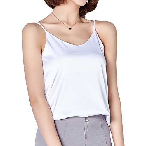 Andux Zone Camisole Vest Women Satin Basic Full Slip V Neck Sleeveless Side Split Tops Fashion Tank T-Shirt SS-DDBX-01 von Andux