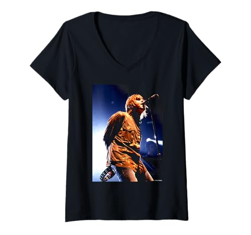 Damen Oasis Live Liam Gallagher von Andy Willsher T-Shirt mit V-Ausschnitt von Andy Willsher Photography