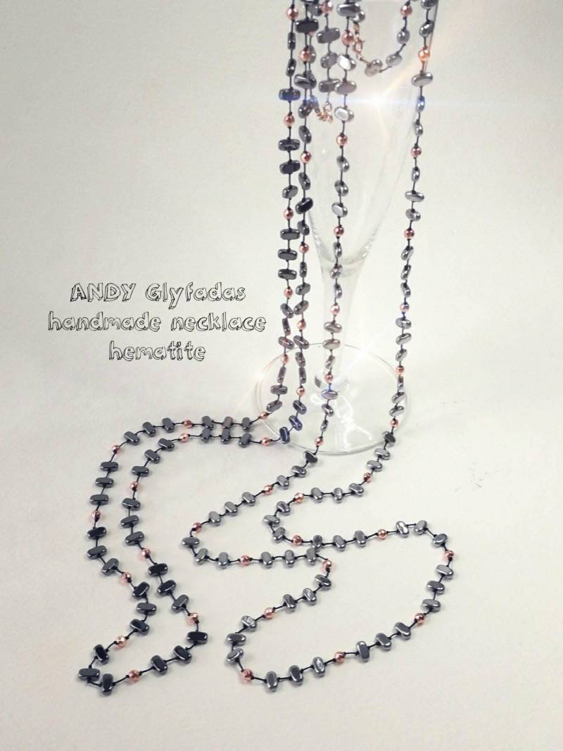 Handgemachte Rosario Kohle Hämatit, Hämatit Rose Gold Und Silber Kordel Farbe Seide, Steine Semi-Precious von AndyGlyfada