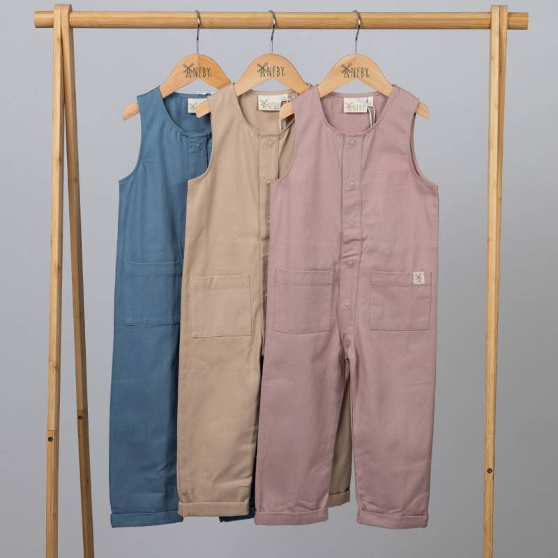 Ärmelloser Overall - Bio-Baumwolle Für Kinder Strampler Aus Twill Mit Knopfleiste Unisex Latzhose Kleinkinder Öko-Kleidung Kleine Unternehmen von AnebyKids