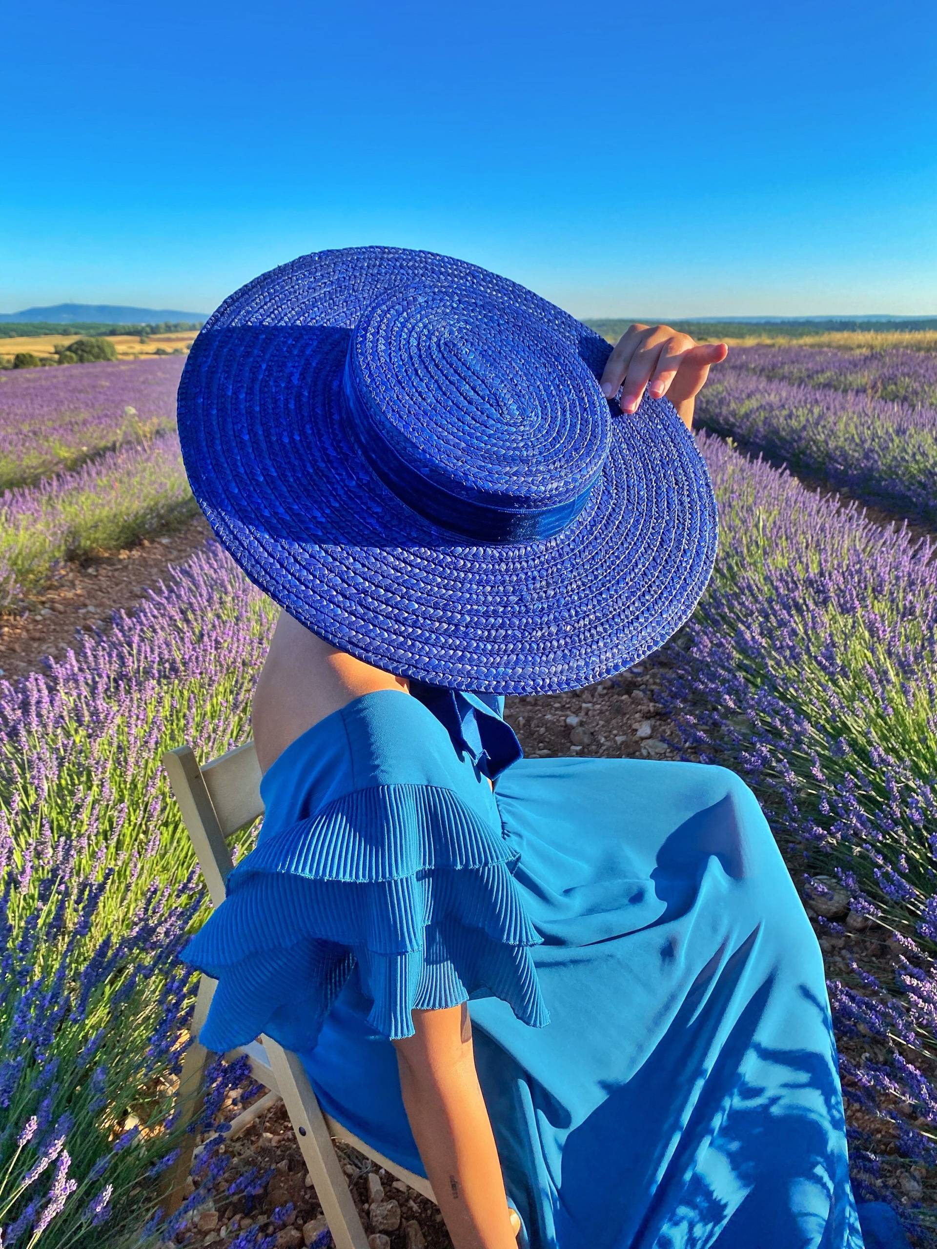 Marineblauer Strohhut, Vintage-Vogue-Stil Boater-Hut, Blauer Strohhut Mit Breiter Krempe, Edwardian Style Canotier, Strohhüte Frauen, Vintage-Stil Marineblauer Strohhut, Vintage-Vogue-Stil Boater-Hut, Blauer Strohhut Mit Breiter Krempe, Edwardian Style Canotier, Strohhüte Frauen, Vintage-Stil von AnedeCoco