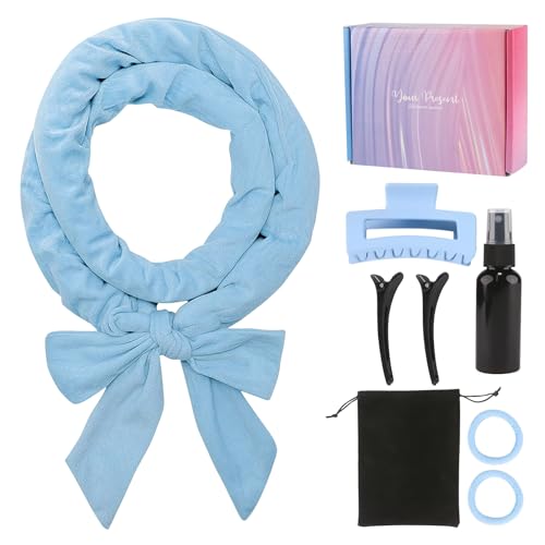 Anei Neu Lockenwickler Locken Ohne Hitze,Heatless Curls Band Samt über Nacht mit Haarnadel Rutschfest DIY Hair Curler no Hea Set Haarband Wave Formers für Mittleres Langes Haar Blau von Anei