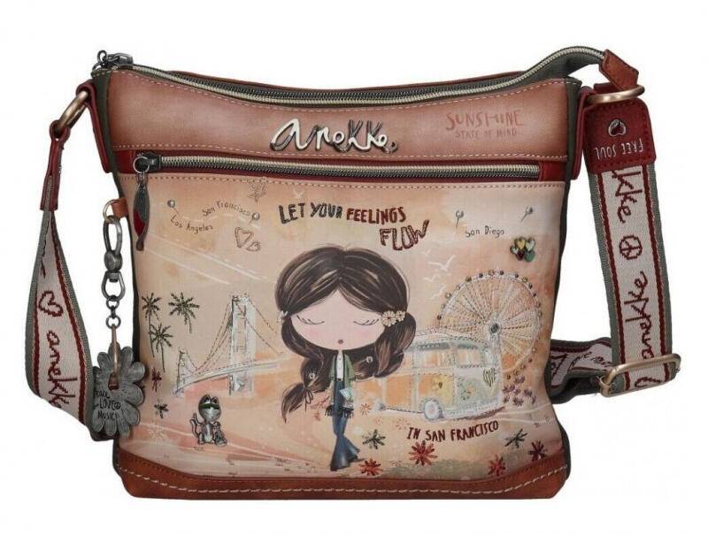 Anekke - Anekke Peace & Love Umhängetasche mit Blumen-Anhänger multicolor beige braun Braun von Anekke