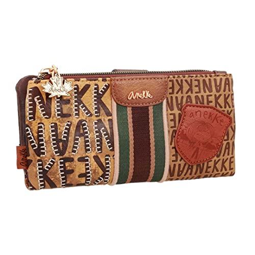 Anekke Kanada Geldbörse 18 cm - Braun, Buchstabenmuster, Damen, Wallet, Münzbeutel von Anekke