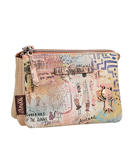 Anekke Damengeldbörse - Geldbörse aus Kunstleder mit 3 Fächern und Reißverschluss - Anekke Menire - Accessoires und Accessoires für Damen - Maße 11 x 7 x 3 cm von Anekke