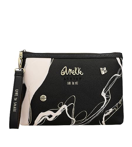 Anekke - Damengeldbörse - Handtasche aus Kunstleder mit 2 Fächern und Reißverschluss - Shōen Schwarz - Accessoires und Accessoires für Damen - Maße 22x17x10 cm, bunt von Anekke