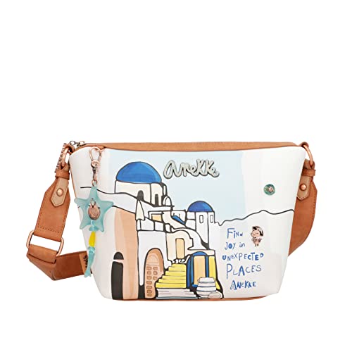 Anekke Damentasche Große Umhängetasche Schultertasche aus Kunstleder mit 1 Griff Reißverschluss Handkoffer Mediterranean Kollektion Damen Zubehör und Accessoires 34 x 23 x 10 cm, von Anekke