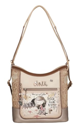 Anekke - Damentasche - Tasche aus Polyester mit 2 Schultergurten umwandelbar in einen Rucksack - Reißverschluss - Zubehör und Accessoires für Damen - Maße 34 x 32 x 15 cm, bunt von Anekke