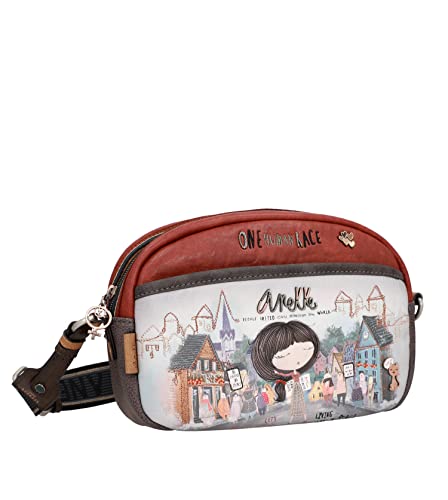 Anekke,Damentasche,Breite Umhängetasche, mittlere Größe,Schultertasche aus Kunstleder mit Tragegriff, Taschen und Reißverschluss,Voice-Kollektion,Damenzubehör und Accessoires, bunt, One size von Anekke