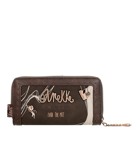 Anekke - Große Geldbörse für Damen - RFID-Schutz - Geldbörse aus Kunstleder mit Klappenverschluss - Braun Shoen - Accessoires und Accessoires für Damen - Maße 18 x 10 x 3 cm, bunt, Casual von Anekke