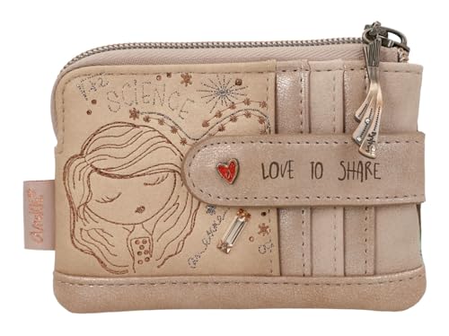 Anekke Damen Hollywood Studio Card Holder Nude, Kartentasche mit Schlüsselring, 4 Kreditkartenfächer, 2 Münzfächer, Polyurethan, Polyester, Cartoon-Muster, Nude-Farbe, 12 x 9 x 2 cm von Anekke