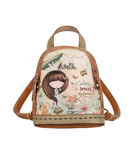 Anekke - Mini-Rucksack für Damen - aus Kunstleder mit doppeltem Fach - Rucksack mit Griff Amazonia - Zubehör und Accessoires für Damen - 17 x 20 x 9 cm, bunt, Einheitsgröße von Anekke