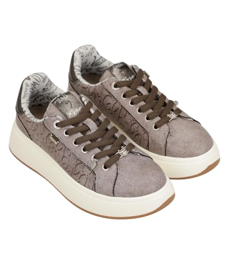 Anekke Modische Sneaker für Damen, bedruckt, Grau, Plattform, Schnürsenkel, gepolsterte Innensohle, ekrü, 39 EU von Anekke