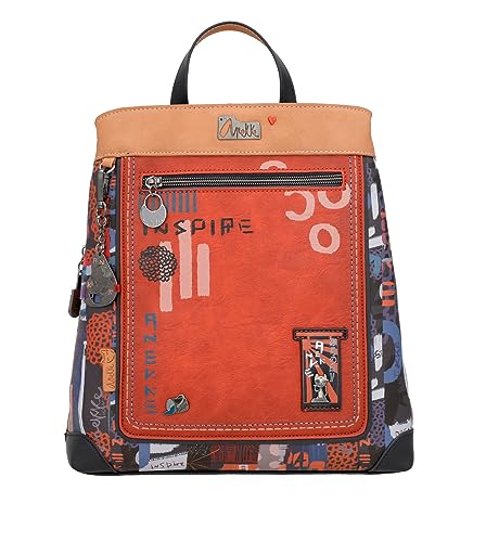 Anekke - Rucksack mit 3 Fächern für Damen - Rucksack aus Kunstleder mit Griffen und Taschen - Modernes Design mit Griff - Accessoires und Accessoires für Damen - Maße 27 x 29 x 11 cm, bunt von Anekke