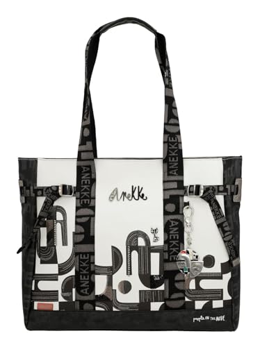 Anekke Peace & Love Nature Sixties Shopping Bag XL Black & White von Anekke