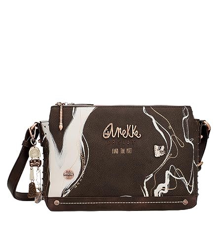 Anekke - Umhängetasche für Damen - Umhängetasche mit 3 Fächern aus Kunstleder mit 1 Tragegriff und Reißverschluss - Braun Shoen - Accessoires und Accessoires für Damen - Maße 28x20x9 cm, bunt von Anekke