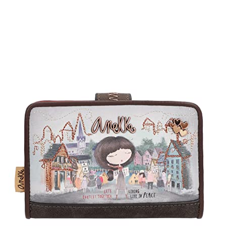 Anekke Damen Geldbörse 14 cm, Ecru, Kunstleder, Zweifach gefaltet, Dekorativ, mit Reißverschluss, Zwei Hauptfächer, Dekorative Elemente von Anekke